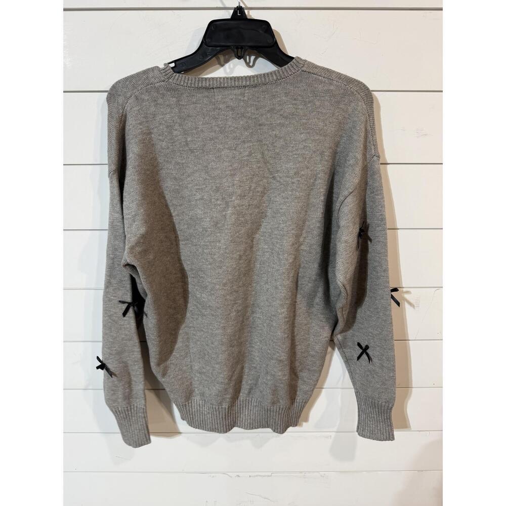 Edikted Women's Gray Satin Bow Oversized Sweater XS NWT - Picture 4 of 4